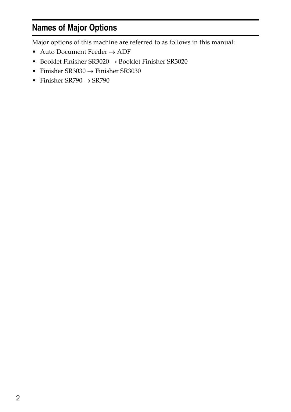 Names of major options | Microsoft C4500 User Manual | Page 10 / 136