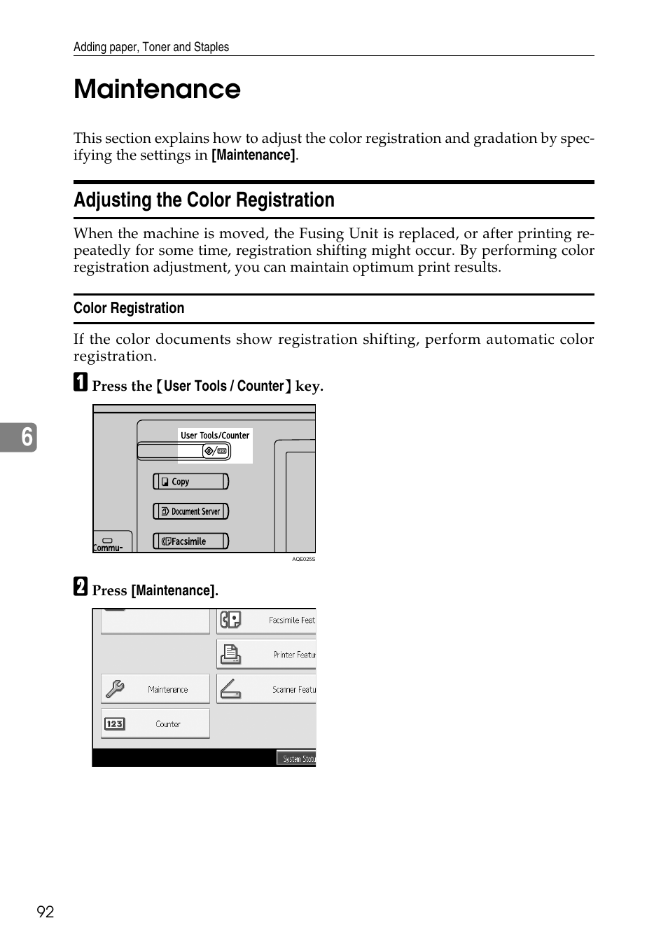 Maintenance, Adjusting the color registration, Color registration | 6maintenance | Microsoft C4500 User Manual | Page 100 / 136