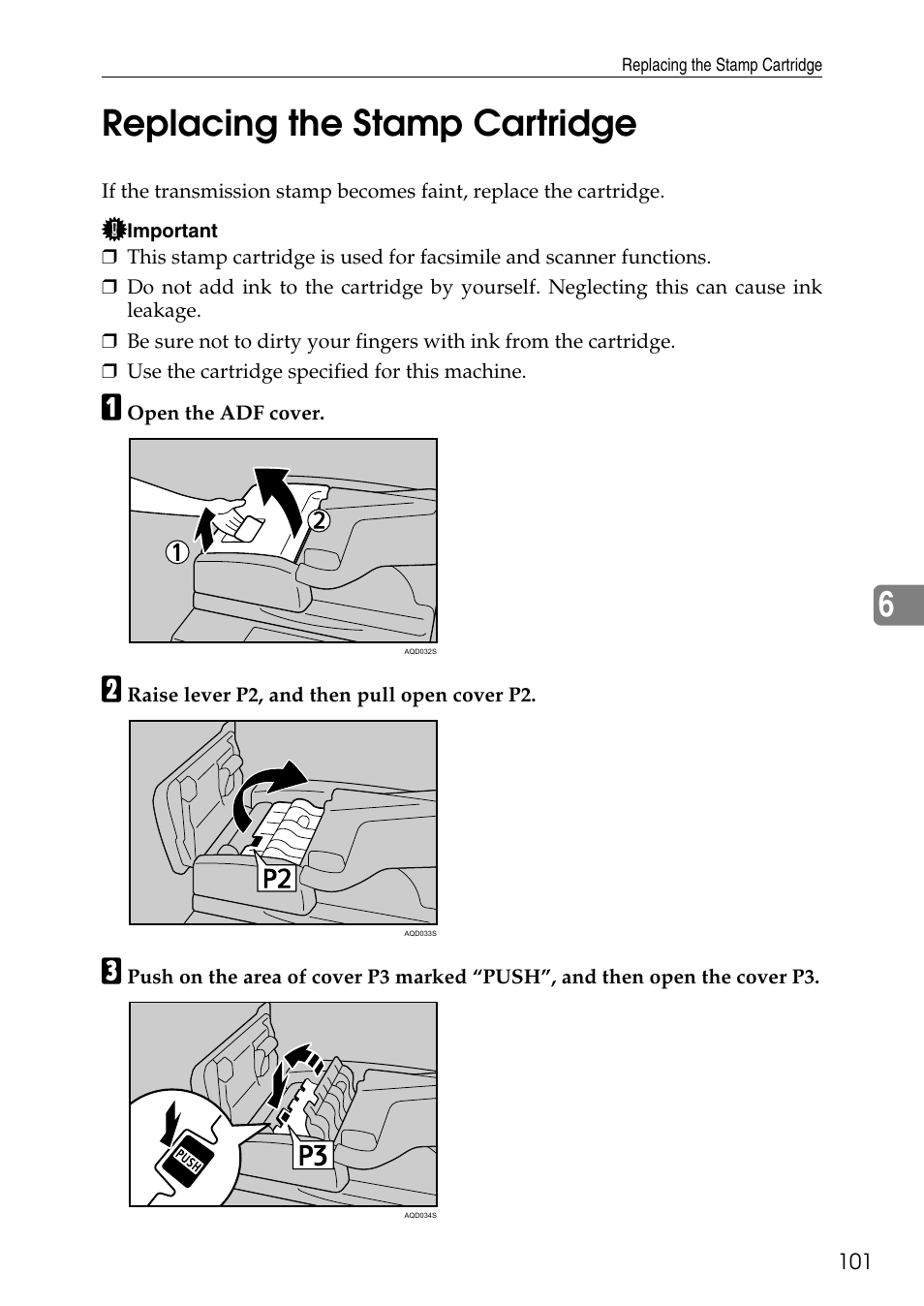 Replacing the stamp cartridge, 6replacing the stamp cartridge | Microsoft C4500 User Manual | Page 109 / 136