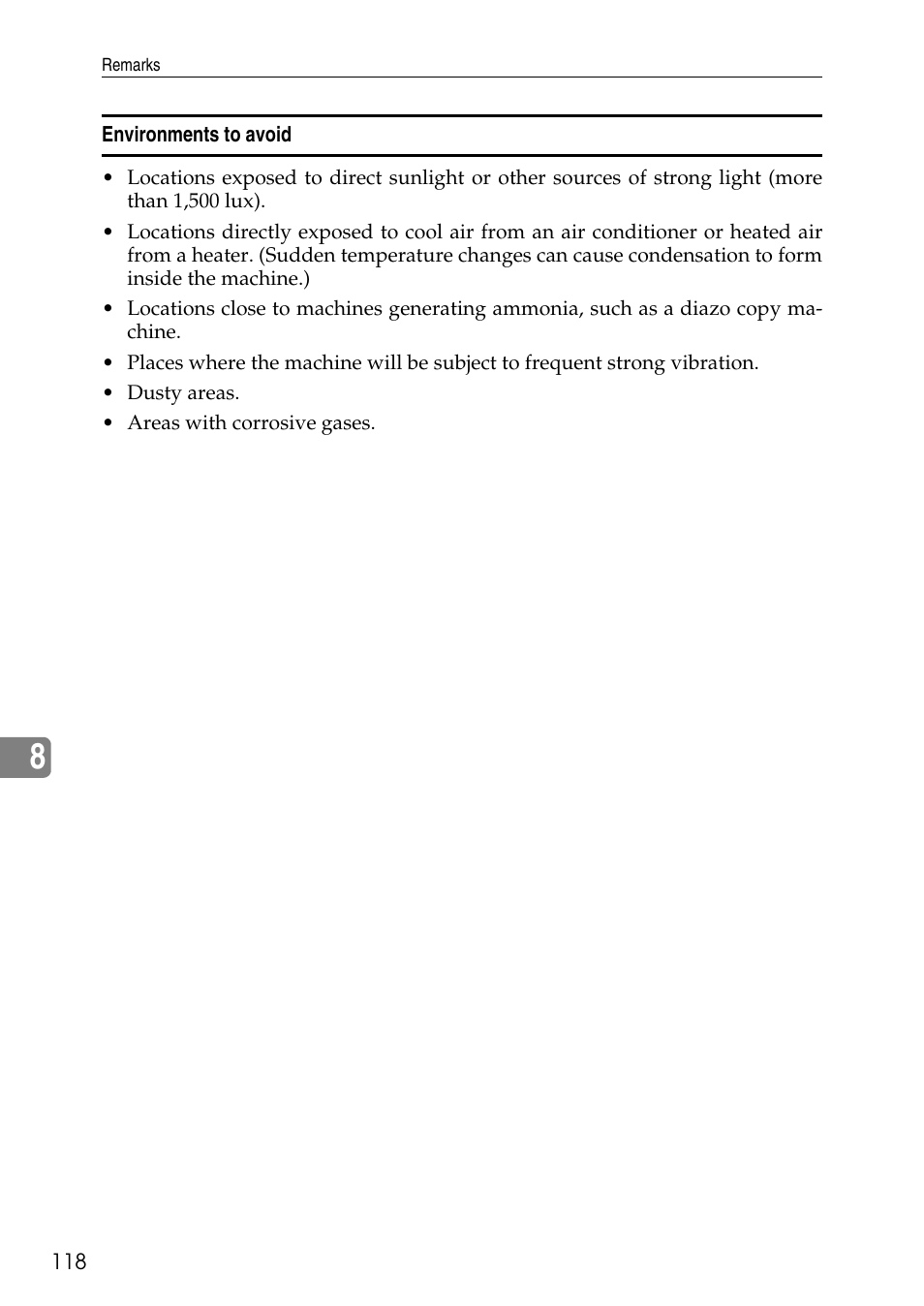 Environments to avoid | Microsoft C4500 User Manual | Page 126 / 136
