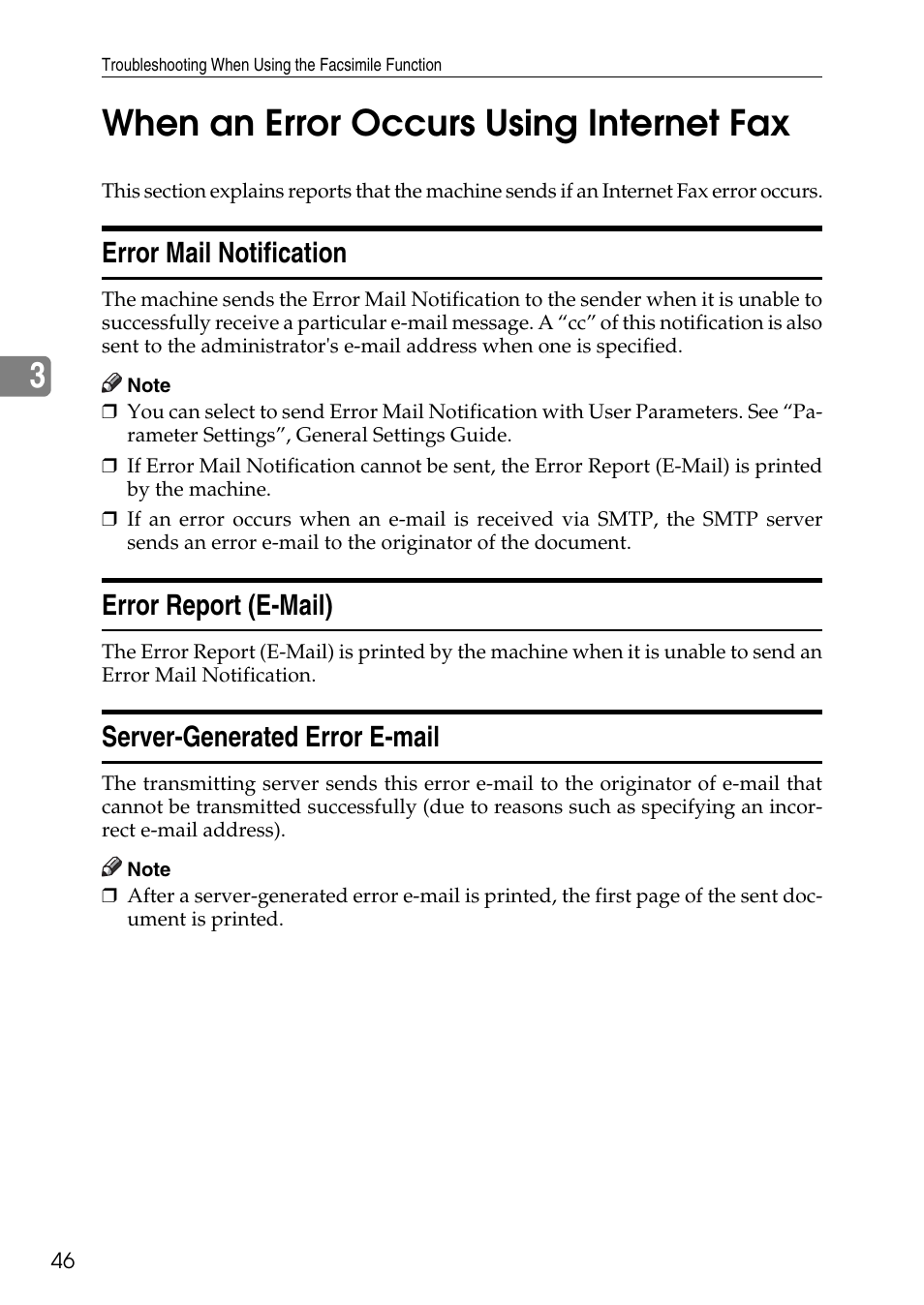 When an error occurs using internet fax, Error mail notification, Error report (e-mail) | Server-generated error e-mail, 3when an error occurs using internet fax | Microsoft C4500 User Manual | Page 54 / 136
