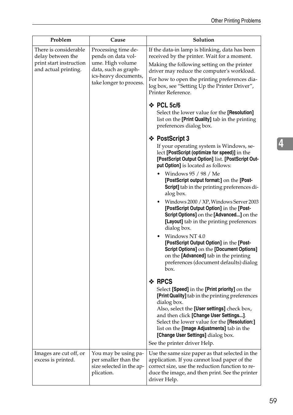 Pcl 5c/6, Postscript 3, Rpcs | Microsoft C4500 User Manual | Page 67 / 136