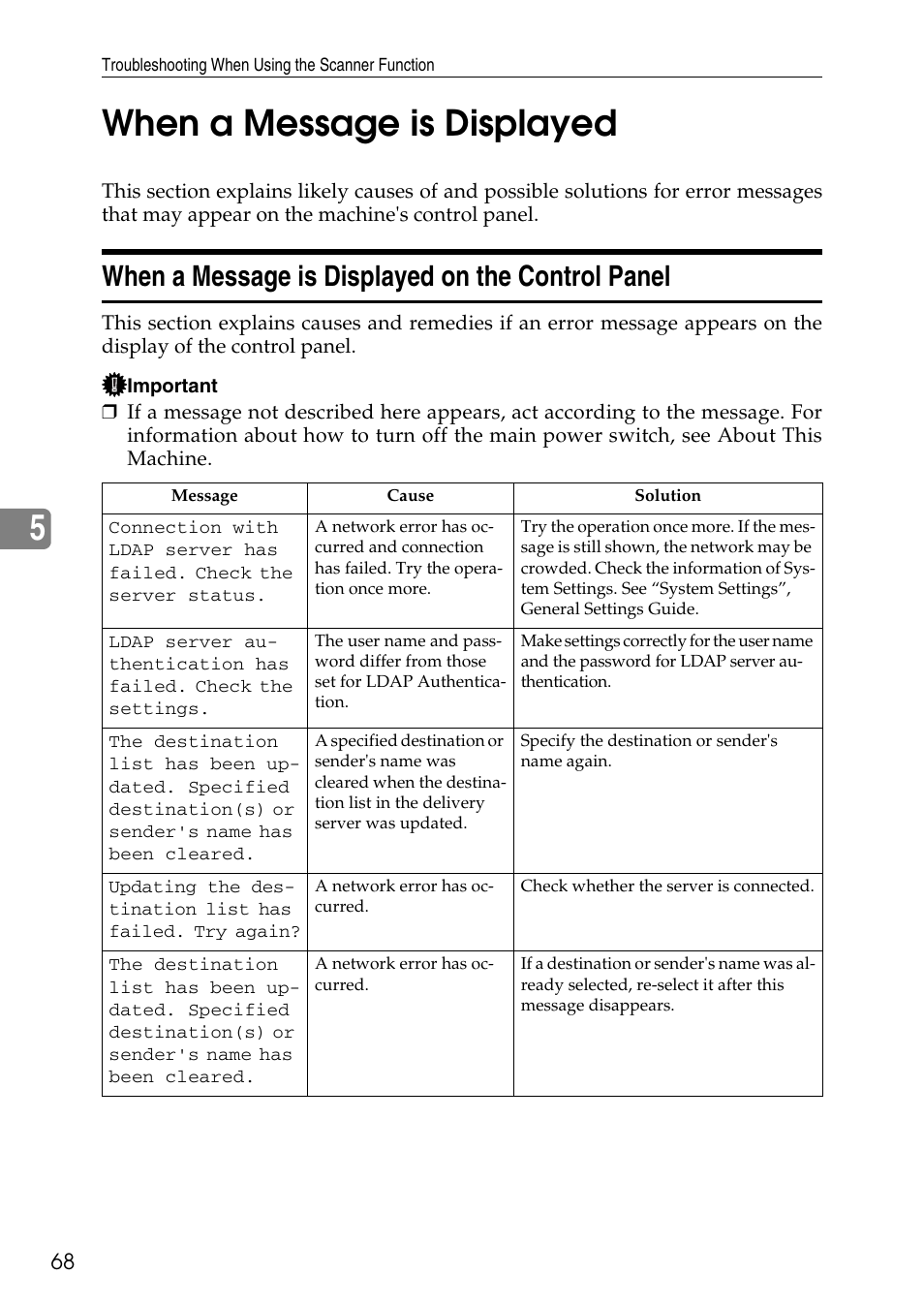 When a message is displayed, When a message is displayed on the control panel, 5when a message is displayed | Microsoft C4500 User Manual | Page 76 / 136