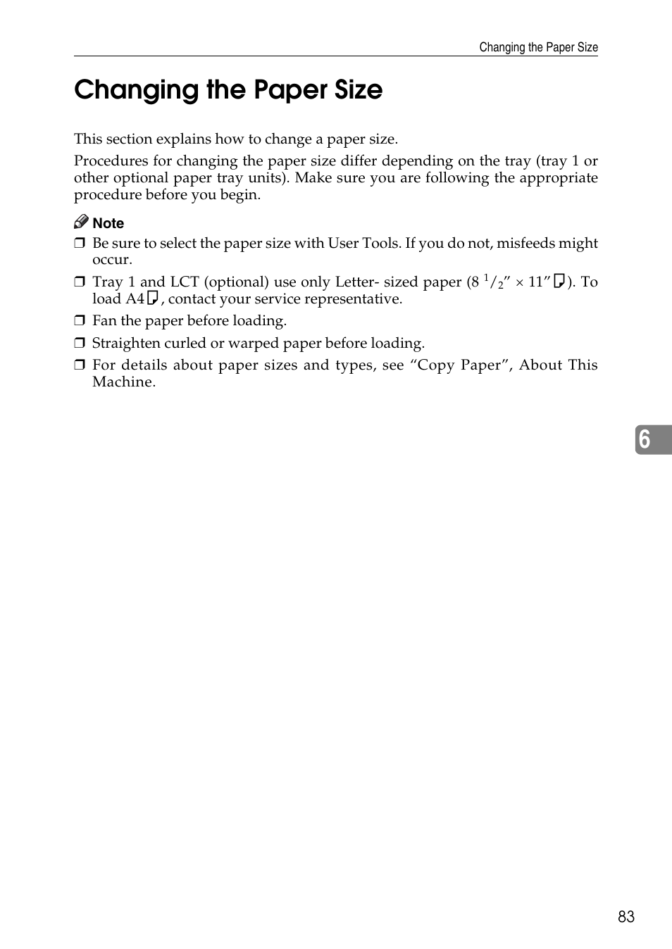 Changing the paper size, See p.83 “changing the paper size, P.83 “changing the paper size | 6changing the paper size | Microsoft C4500 User Manual | Page 91 / 136