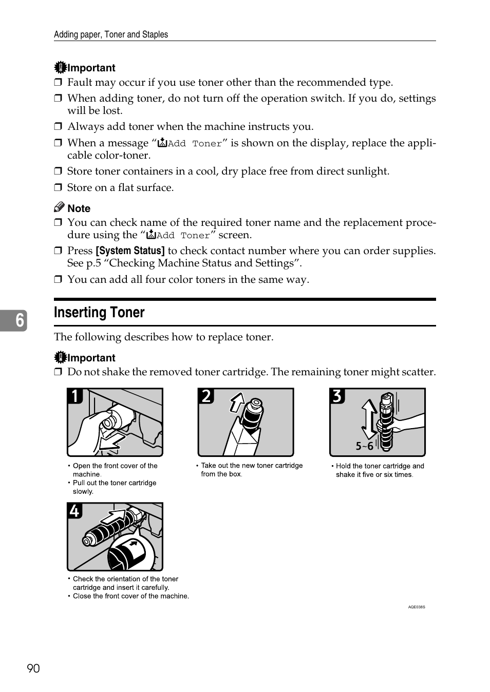 Inserting toner | Microsoft C4500 User Manual | Page 98 / 136