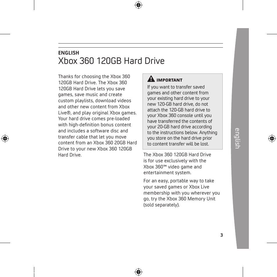 En gli sh | Microsoft 120 GB Hard Drive User Manual | Page 3 / 44