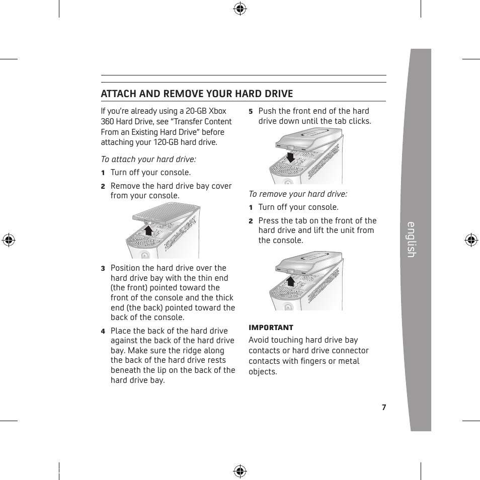 En gli sh | Microsoft 120 GB Hard Drive User Manual | Page 7 / 44