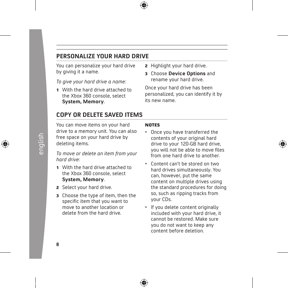 En gl is h | Microsoft 120 GB Hard Drive User Manual | Page 8 / 44