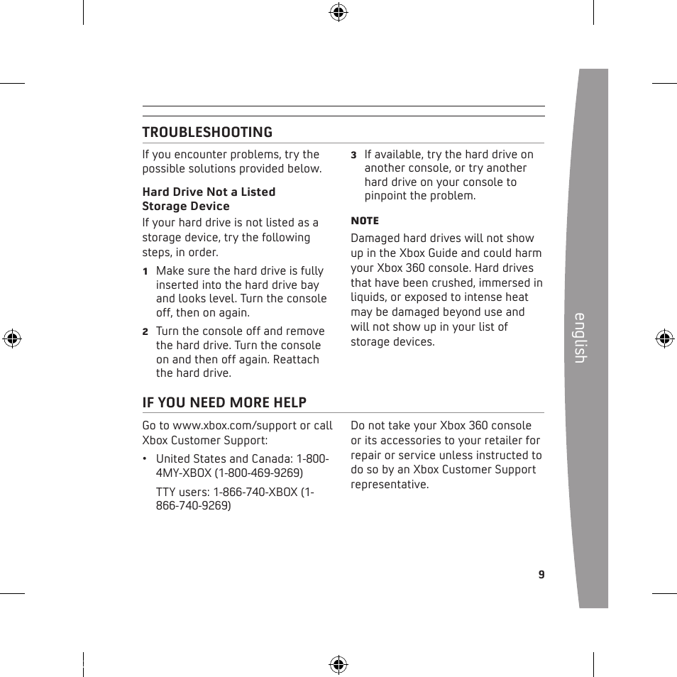 En gli sh | Microsoft 120 GB Hard Drive User Manual | Page 9 / 44