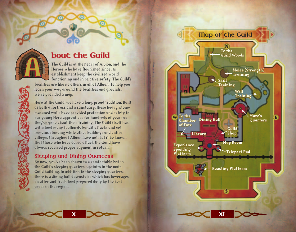 Bout the guild, Map of the guild, Sleeping and dining quarters | Microsoft FABLE THE LOST CHAPTERS X11-35541 User Manual | Page 7 / 18