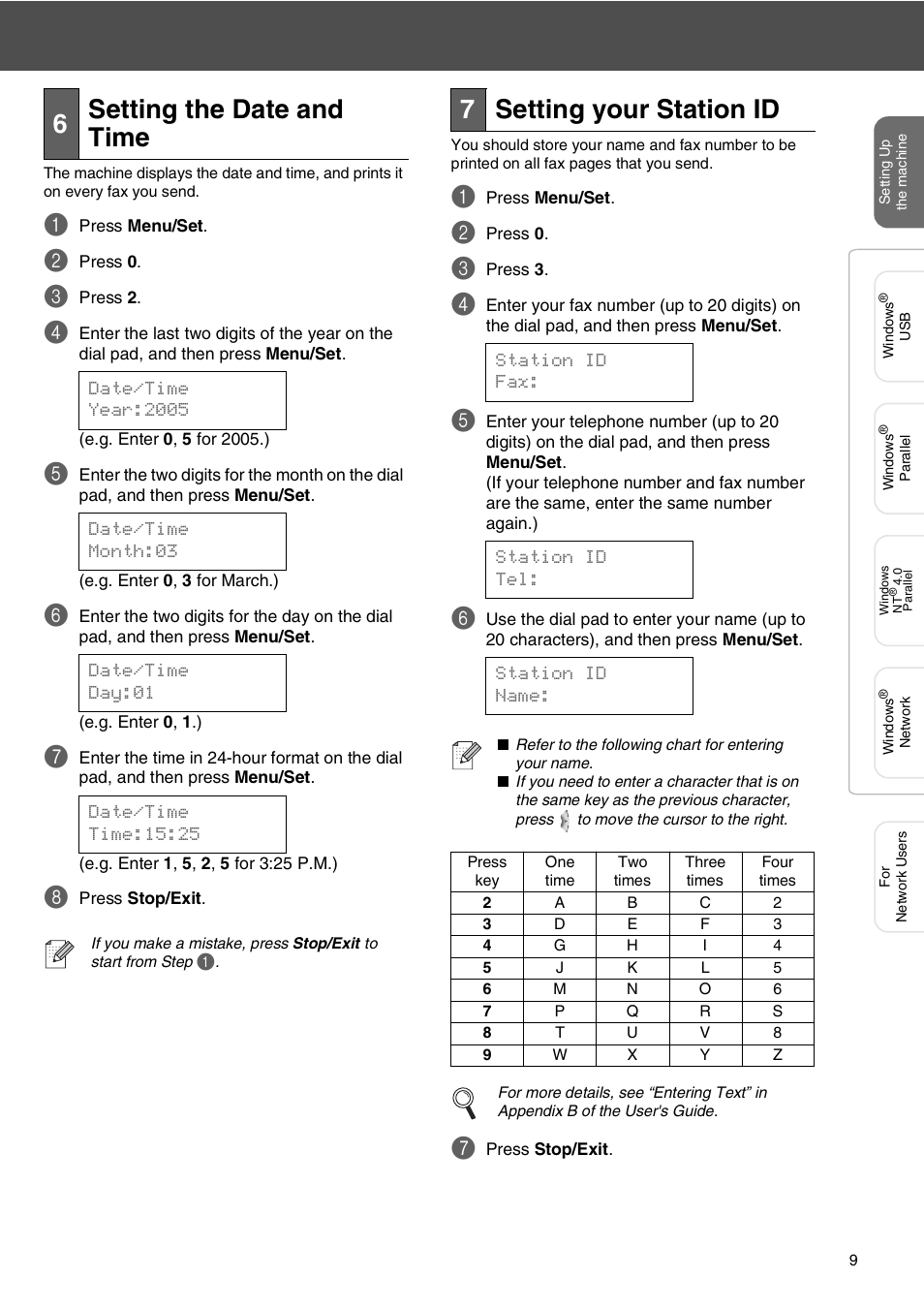 6 setting the date and time, 7 setting your station id, Setting the date and time | Setting your station id, 6setting the date and time, 7setting your station id | Microsoft SPC210SF User Manual | Page 11 / 30