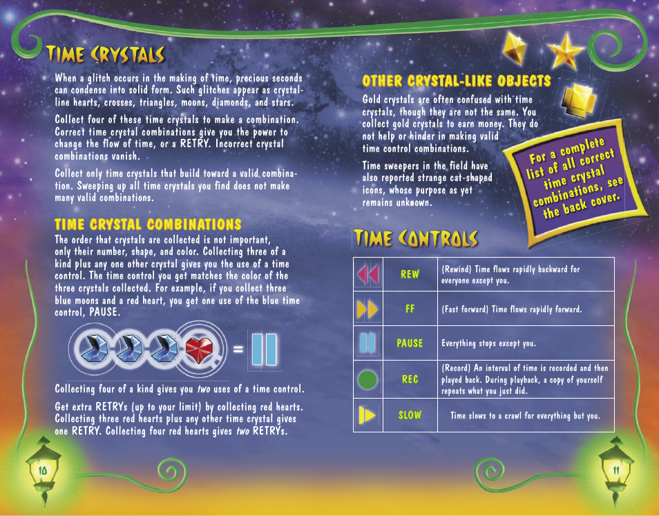 Time crystal combinations, Other crystal-like objects | Microsoft Blinx The Time Sweeper for Xbox User Manual | Page 7 / 12