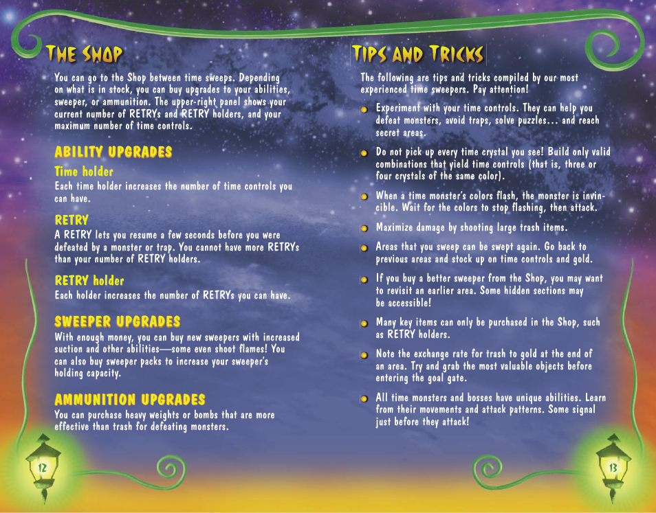Ability upgrades, Sweeper upgrades, Ammunition upgrades | Microsoft Blinx The Time Sweeper for Xbox User Manual | Page 8 / 12