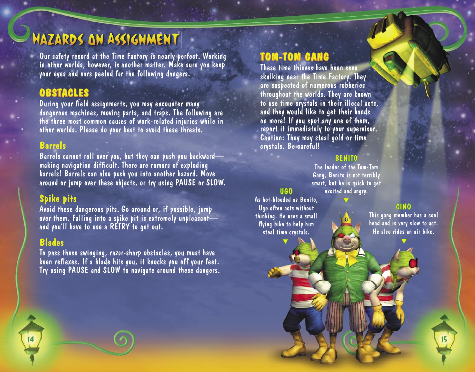 Obstacles, Tom-tom gang | Microsoft Blinx The Time Sweeper for Xbox User Manual | Page 9 / 12