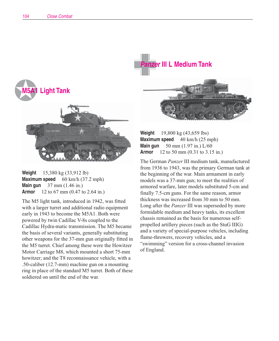 Panzer iii l medium tank m5a1 light tank | Microsoft Close Combat User Manual | Page 105 / 163