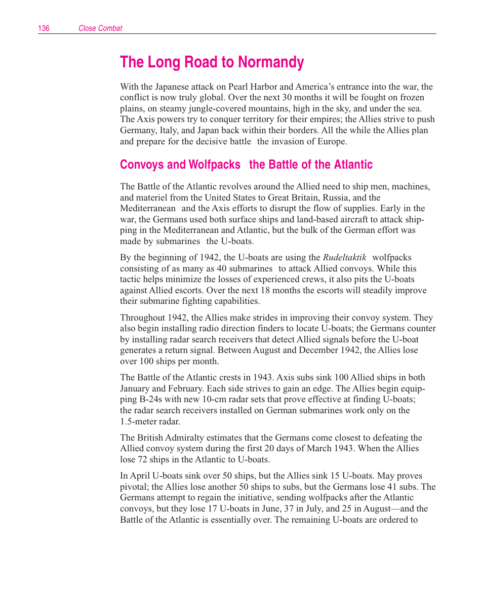 The long road to normandy, Convoys and wolfpacks  the battle of the atlantic | Microsoft Close Combat User Manual | Page 137 / 163