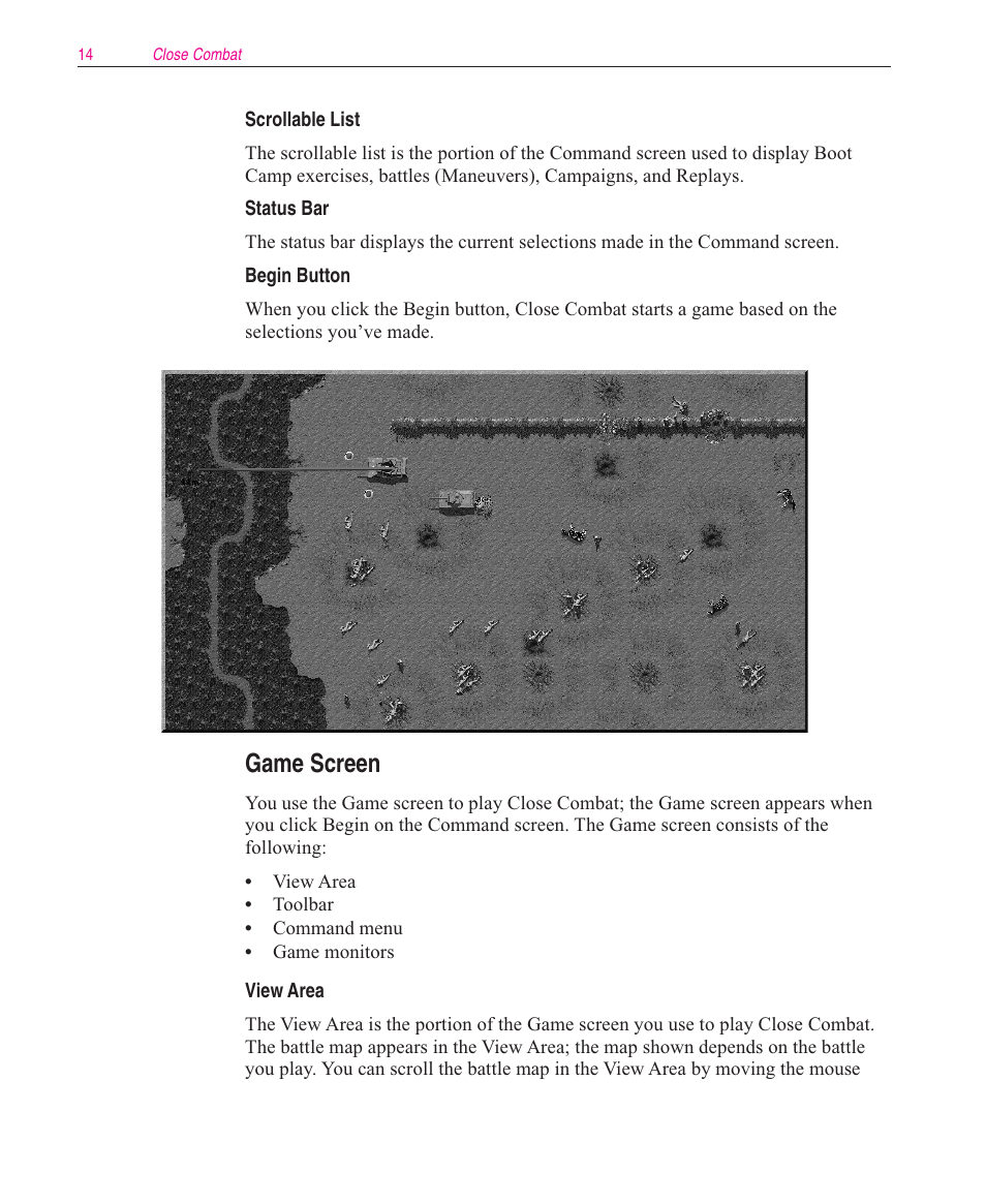 Game screen | Microsoft Close Combat User Manual | Page 15 / 163