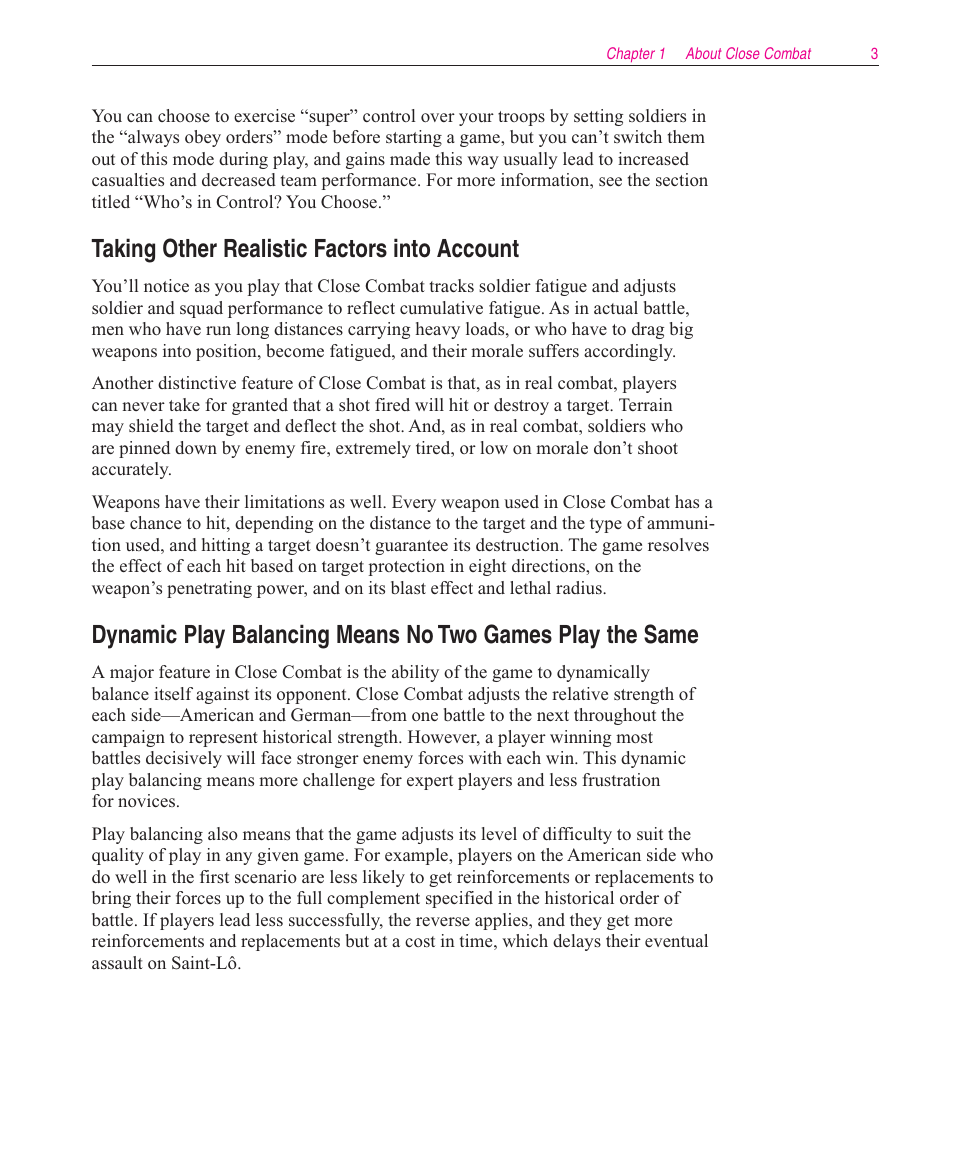 Taking other realistic factors into account | Microsoft Close Combat User Manual | Page 4 / 163