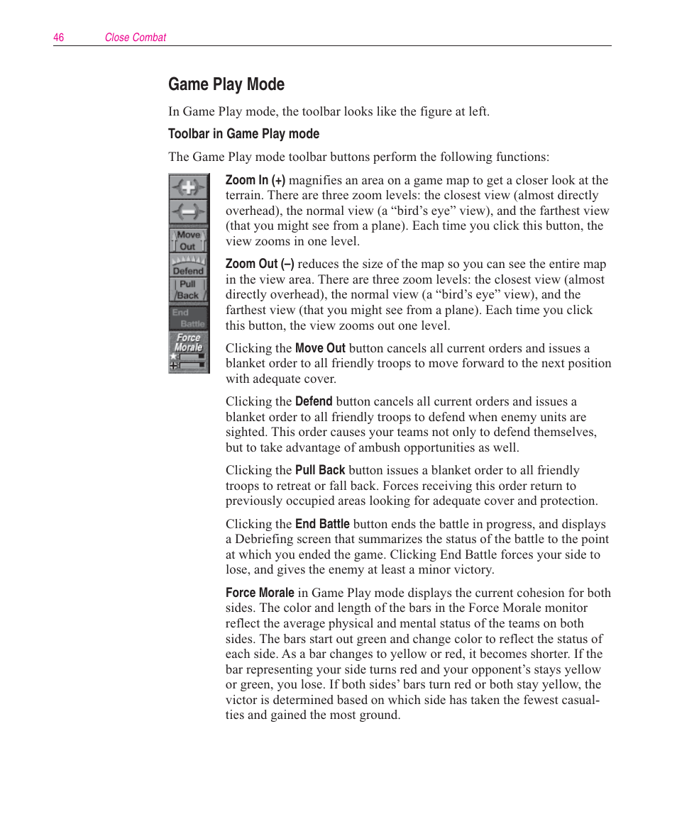 Game play mode | Microsoft Close Combat User Manual | Page 47 / 163