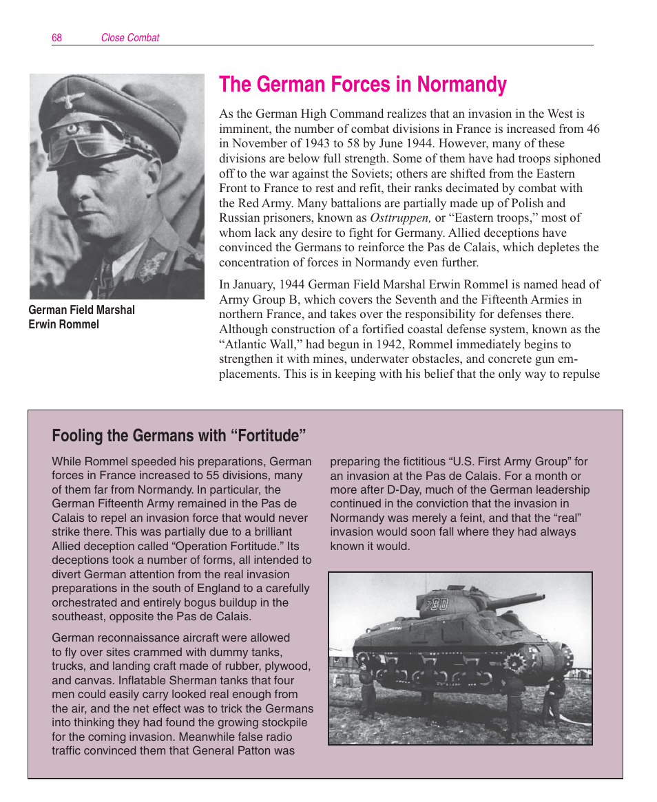 The german forces in normandy, Fooling the germans with “fortitude | Microsoft Close Combat User Manual | Page 69 / 163