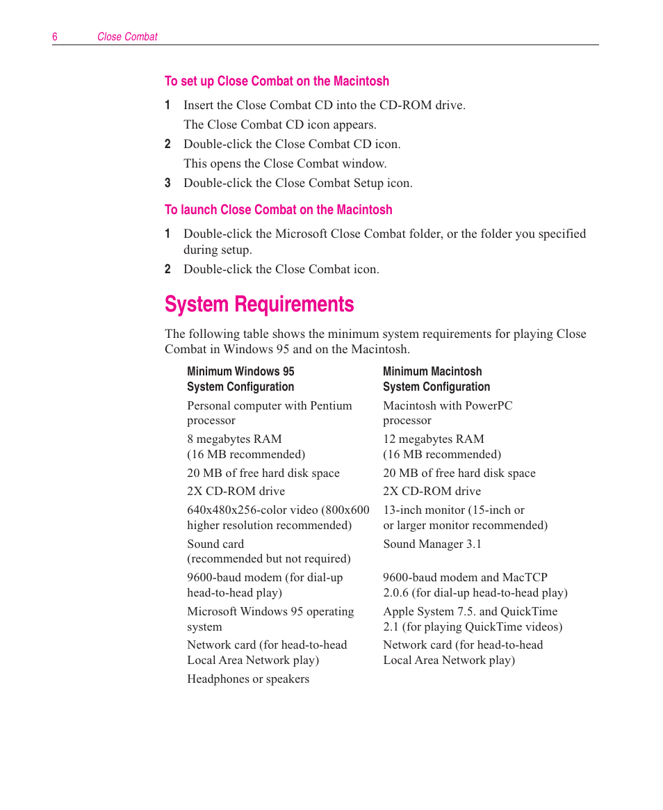 System requirements | Microsoft Close Combat User Manual | Page 7 / 163