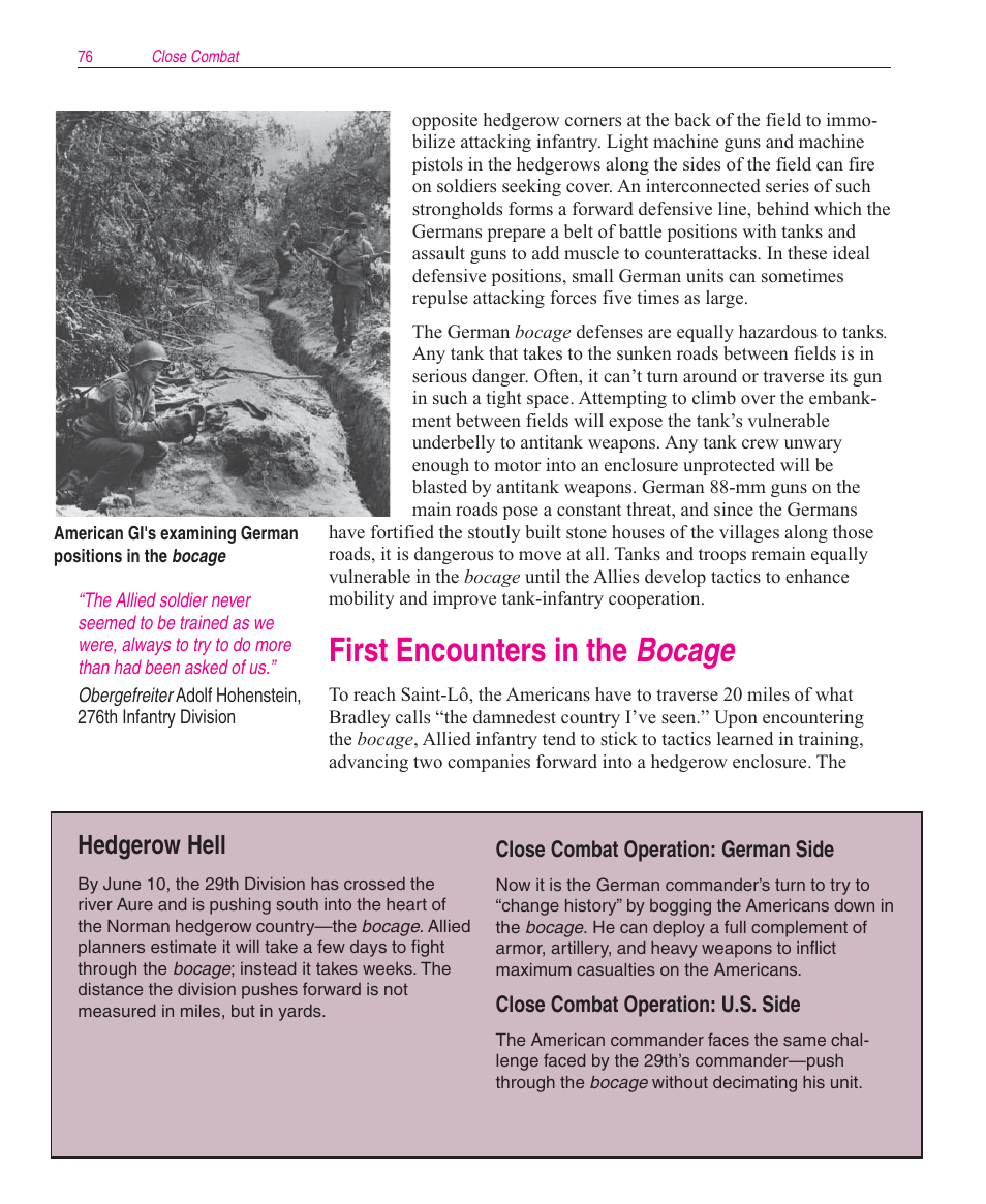 First encounters in the bocage, Hedgerow hell | Microsoft Close Combat User Manual | Page 77 / 163