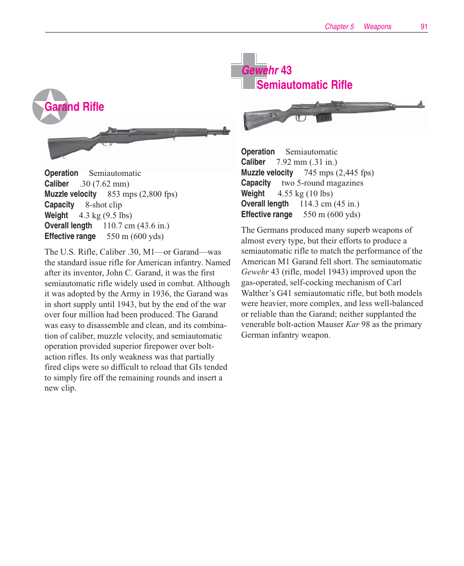 Garand rifle, Gewehr 43 semiautomatic rifle | Microsoft Close Combat User Manual | Page 92 / 163