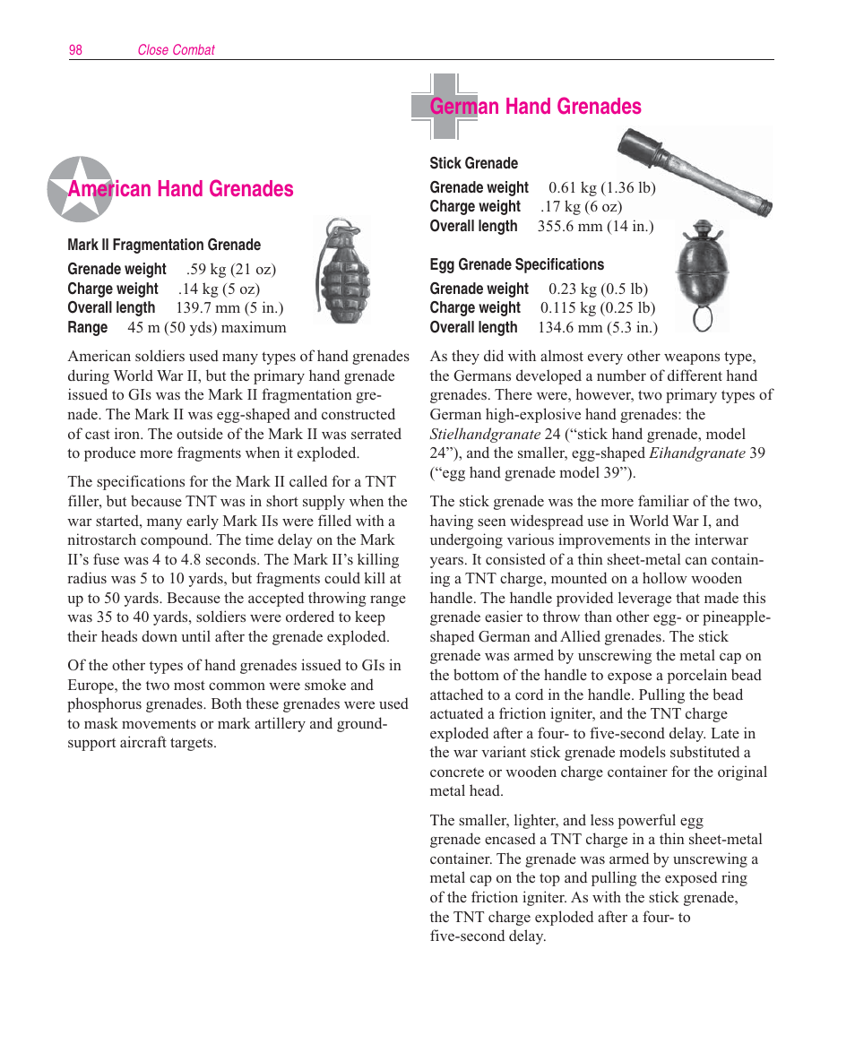 German hand grenades, American hand grenades | Microsoft Close Combat User Manual | Page 99 / 163