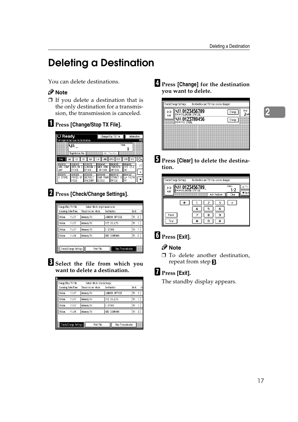 2deleting a destination | Microsoft 2045 User Manual | Page 29 / 106