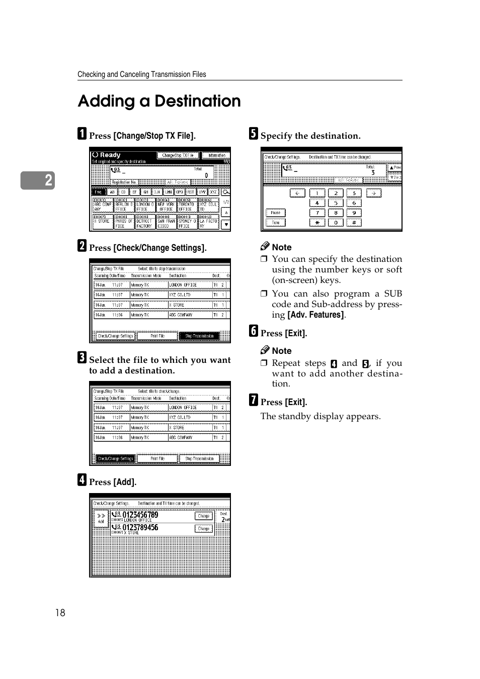 2adding a destination | Microsoft 2045 User Manual | Page 30 / 106