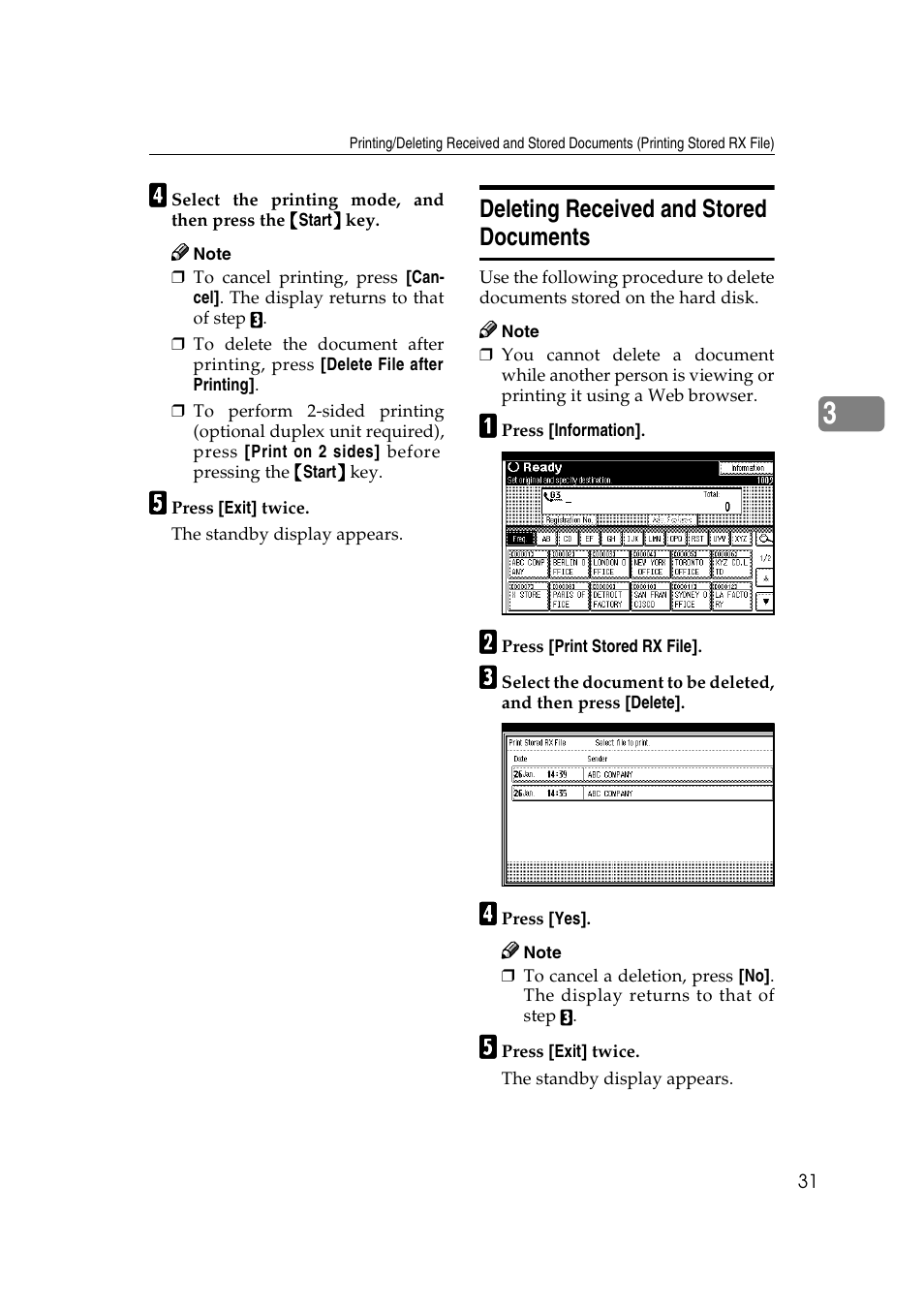 Deleting received and stored documents | Microsoft 2045 User Manual | Page 43 / 106