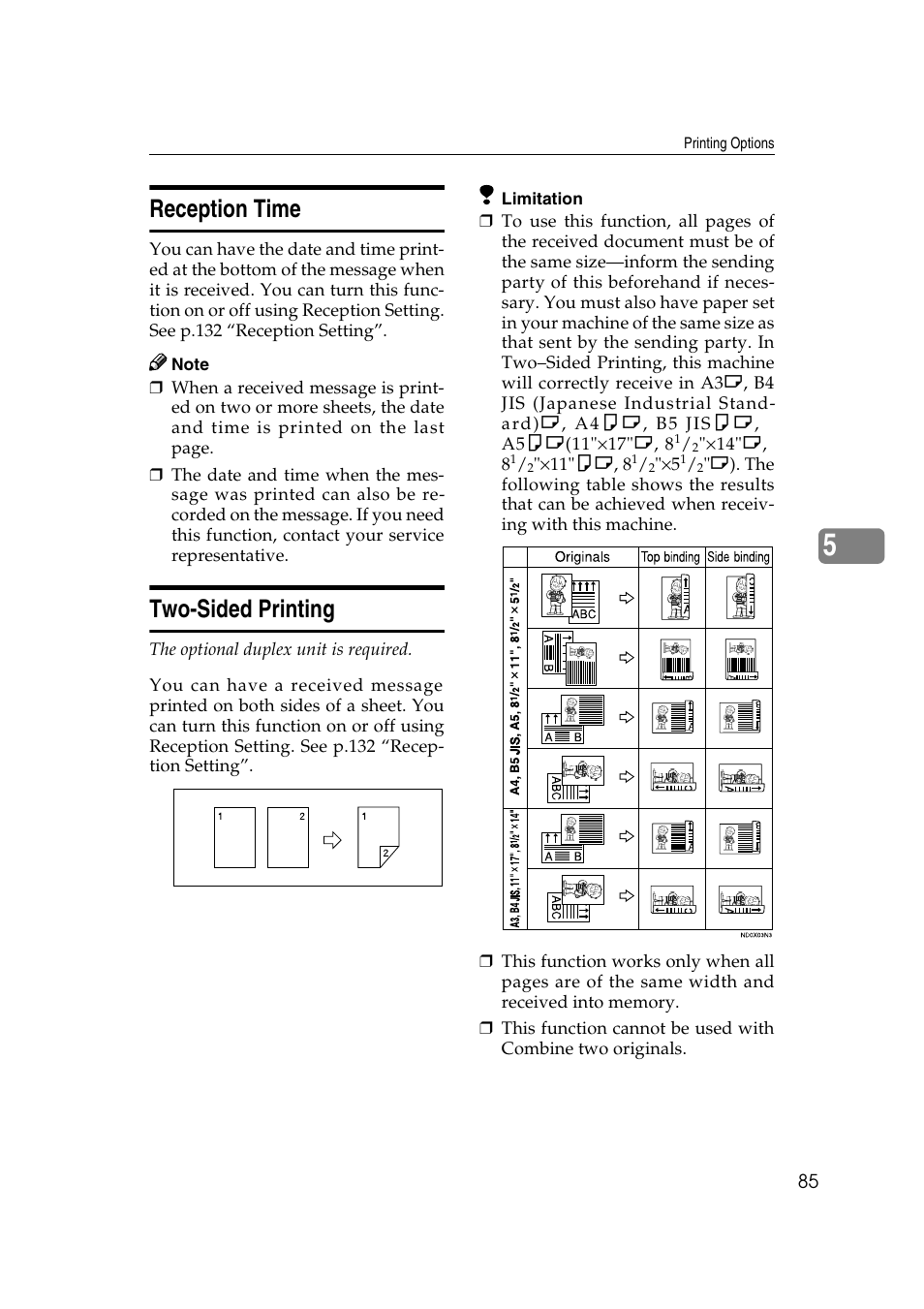 Reception time, Two-sided printing | Microsoft 2045 User Manual | Page 97 / 106