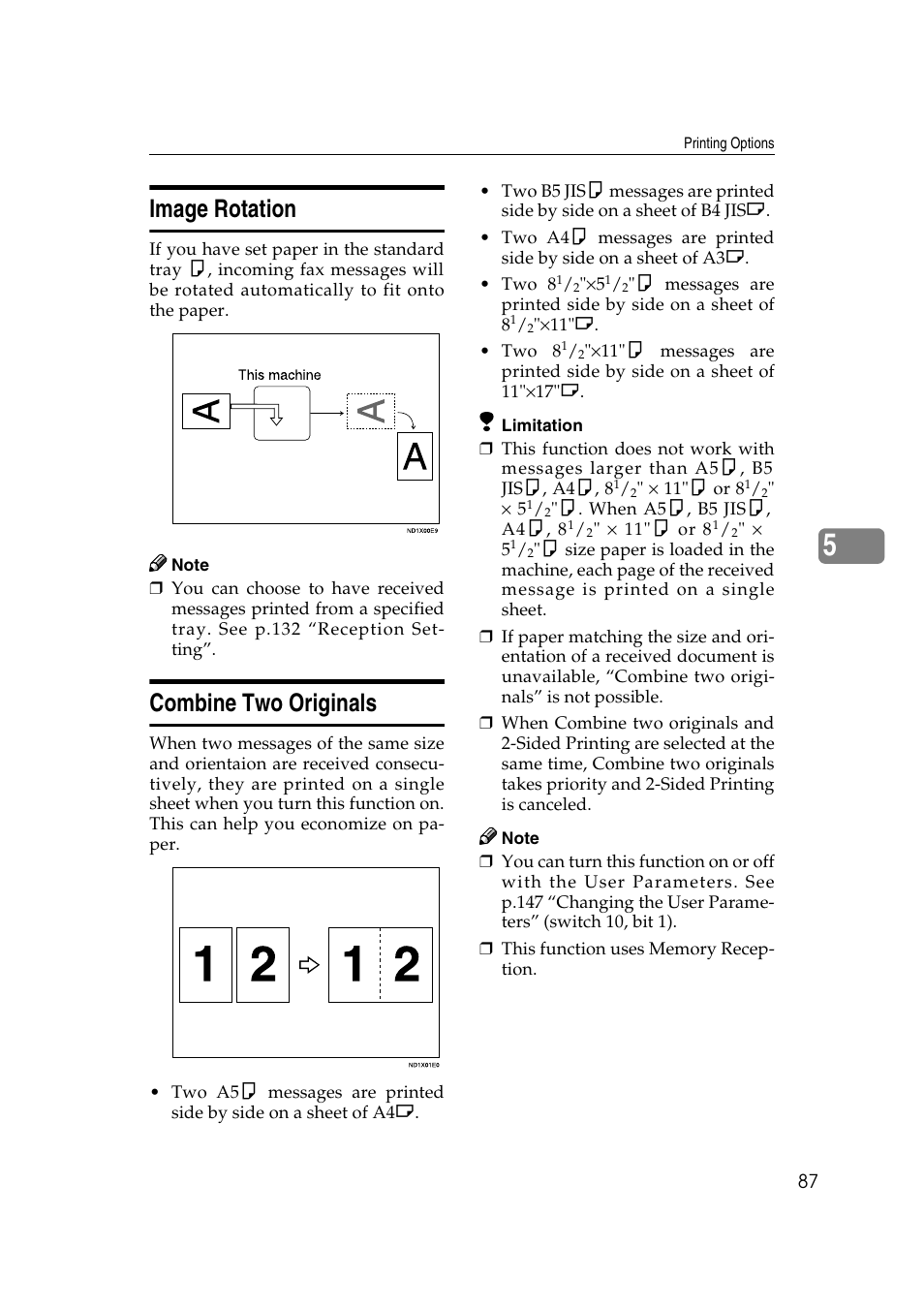 Image rotation, Combine two originals | Microsoft 2045 User Manual | Page 99 / 106