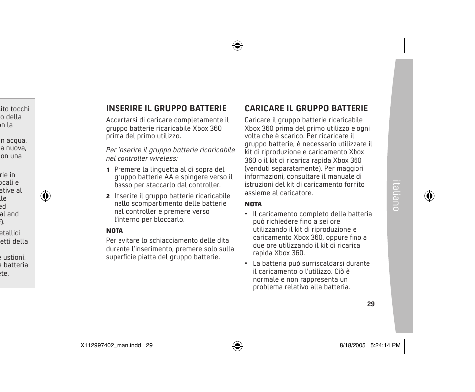 Ita lia no | Microsoft X11-29974-02 User Manual | Page 29 / 76