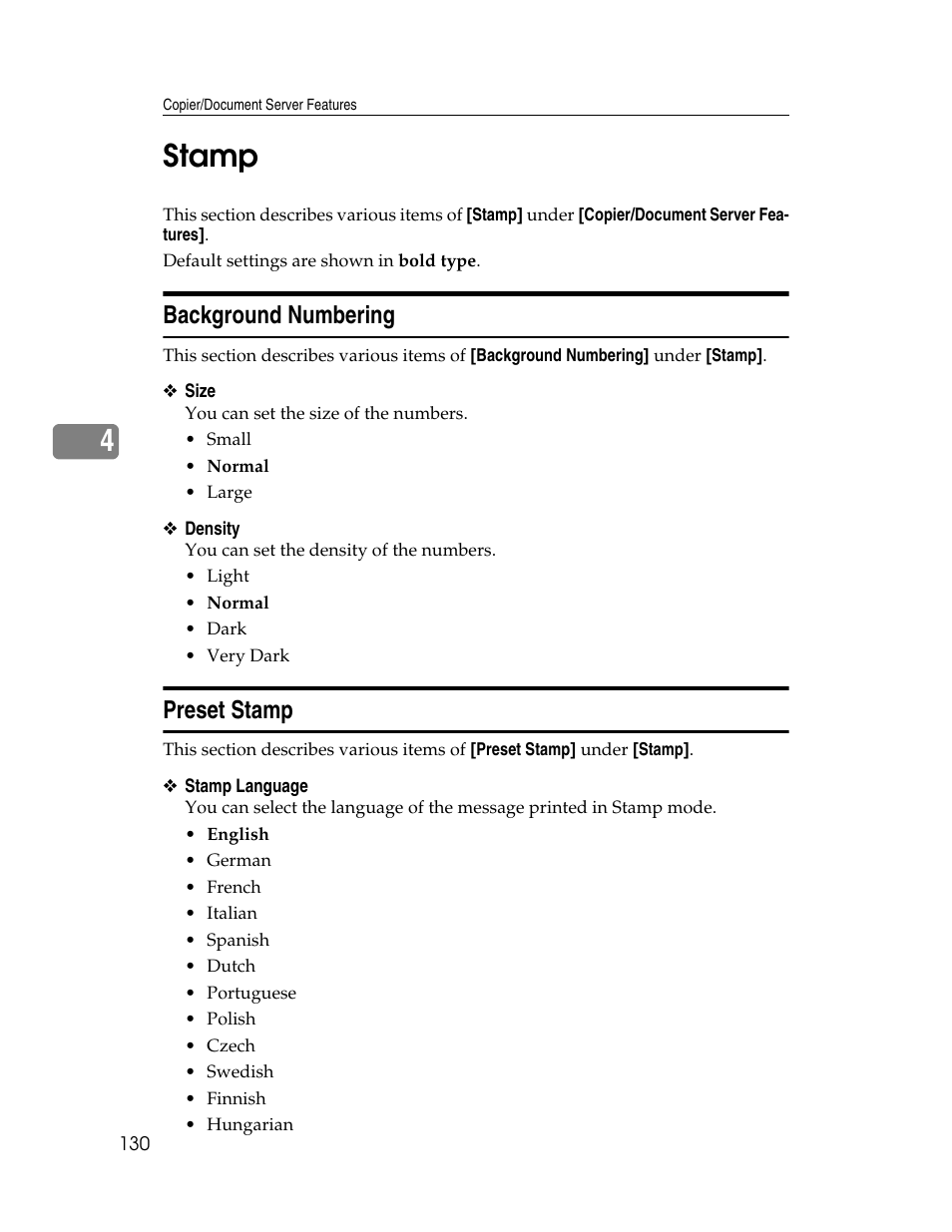 Stamp, Background numbering, Preset stamp | Background numbering preset stamp, 4stamp | Microsoft PRO 906EX User Manual | Page 138 / 298