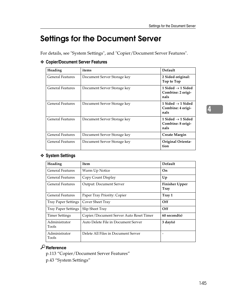 Settings for the document server, 4settings for the document server | Microsoft PRO 906EX User Manual | Page 153 / 298