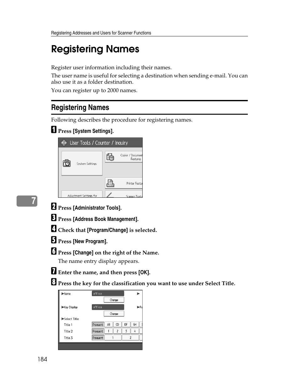 Registering names, 7registering names | Microsoft PRO 906EX User Manual | Page 192 / 298