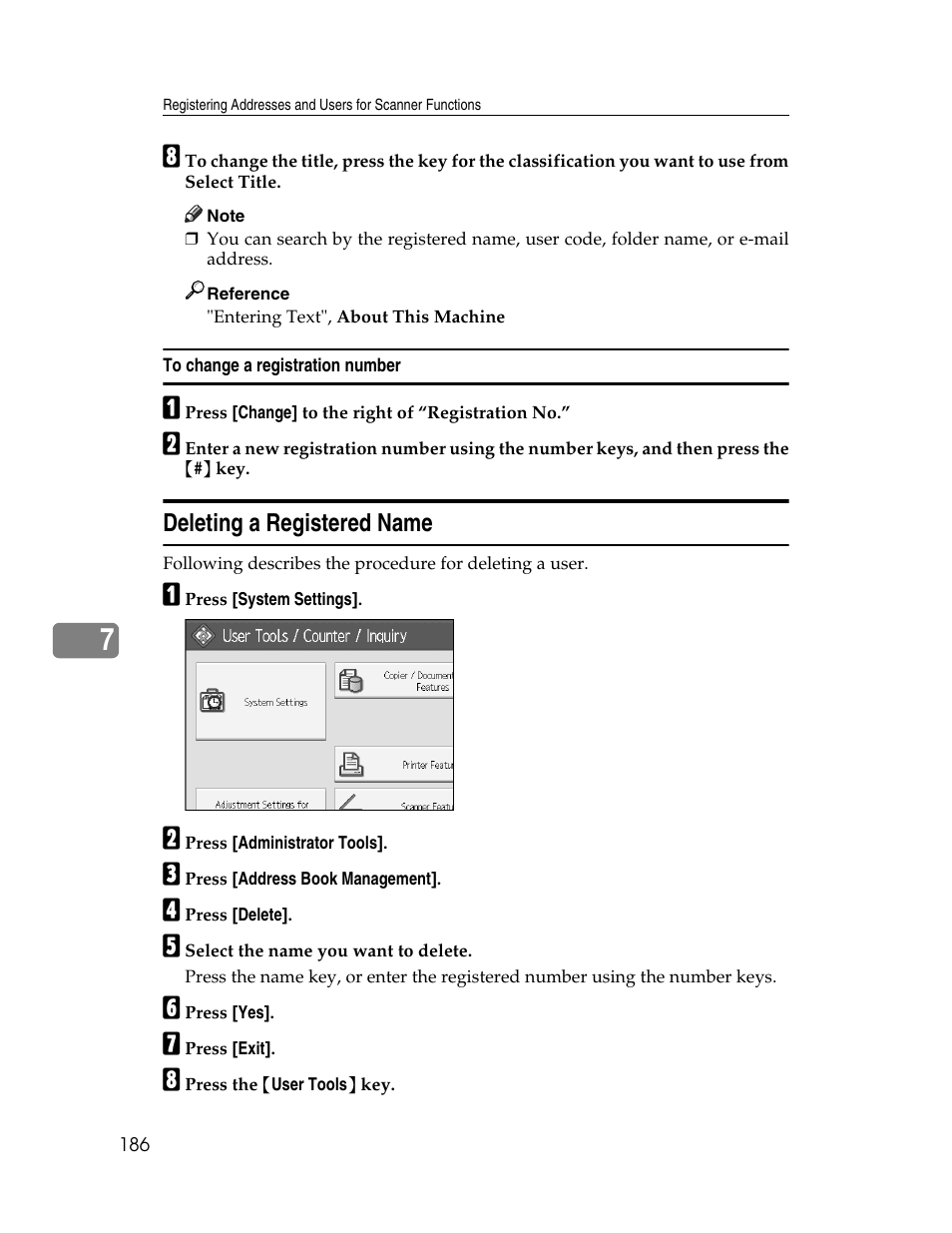 To change a registration number, Deleting a registered name | Microsoft PRO 906EX User Manual | Page 194 / 298