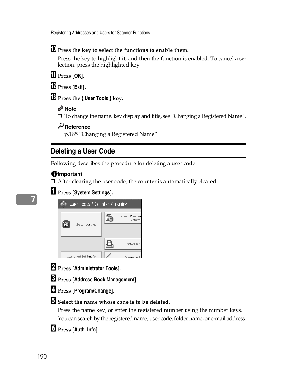 Deleting a user code | Microsoft PRO 906EX User Manual | Page 198 / 298