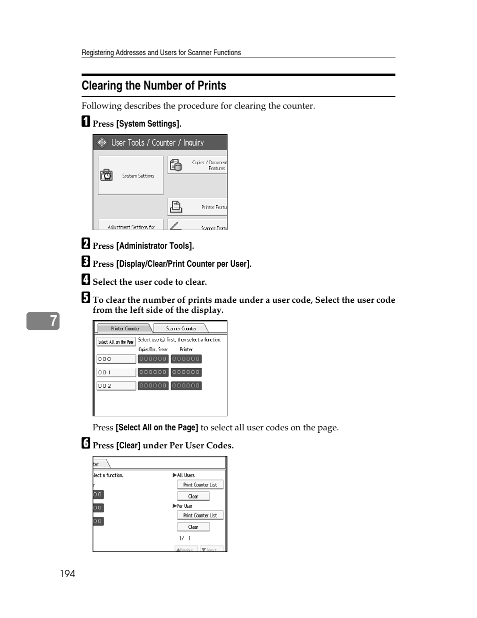 Clearing the number of prints | Microsoft PRO 906EX User Manual | Page 202 / 298