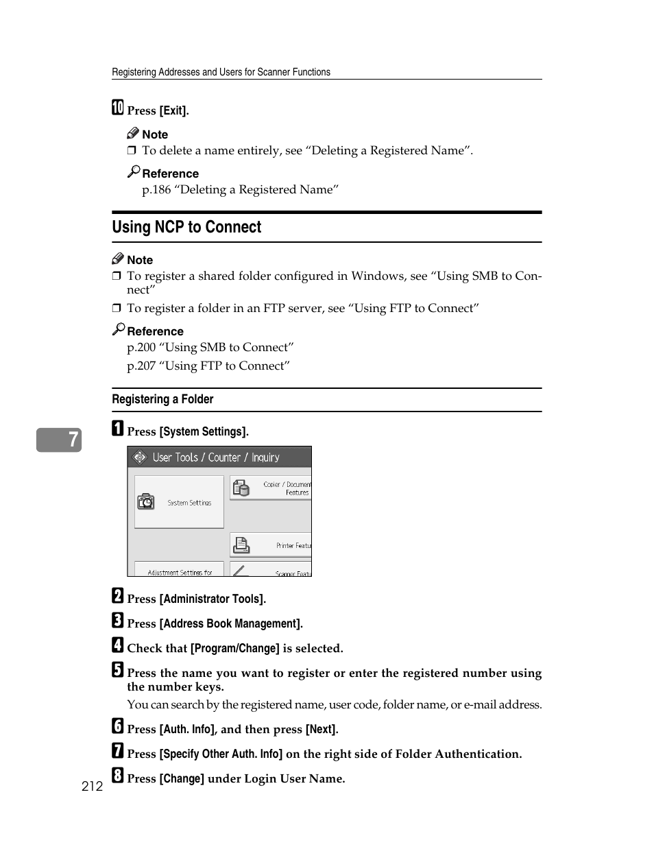 Using ncp to connect, Registering a folder | Microsoft PRO 906EX User Manual | Page 220 / 298