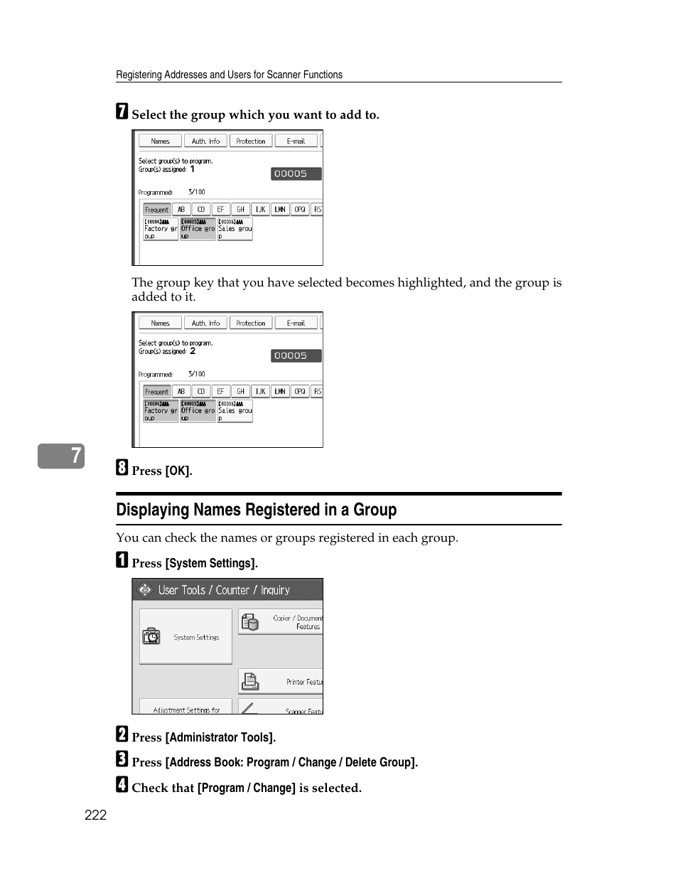 Displaying names registered in a group | Microsoft PRO 906EX User Manual | Page 230 / 298