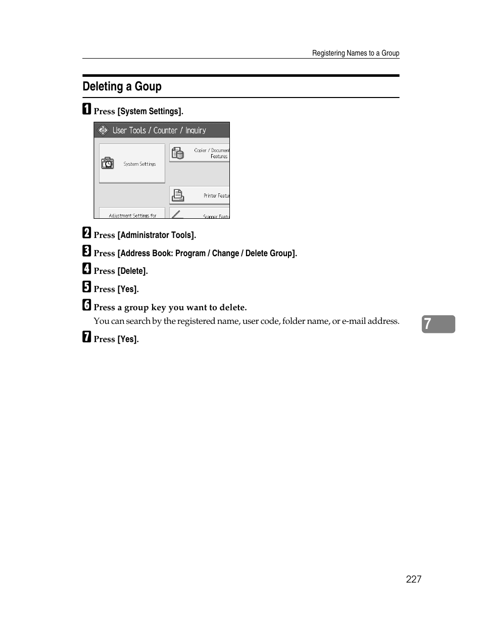 Deleting a goup | Microsoft PRO 906EX User Manual | Page 235 / 298