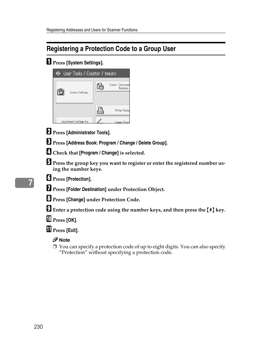 Registering a protection code to a group user | Microsoft PRO 906EX User Manual | Page 238 / 298