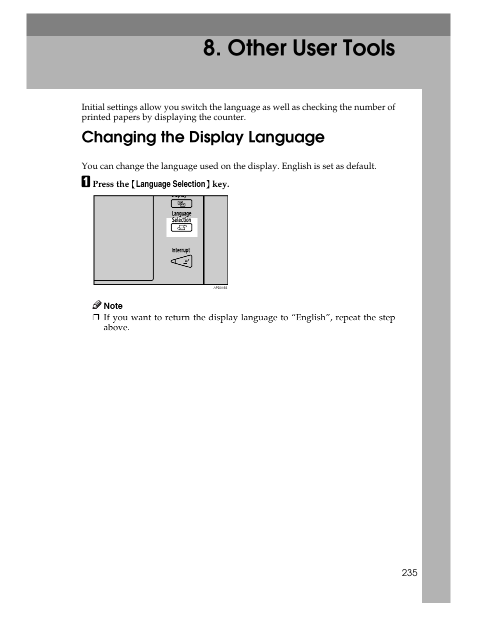 Other user tools, Changing the display language, P.235 “other user tools | Microsoft PRO 906EX User Manual | Page 243 / 298