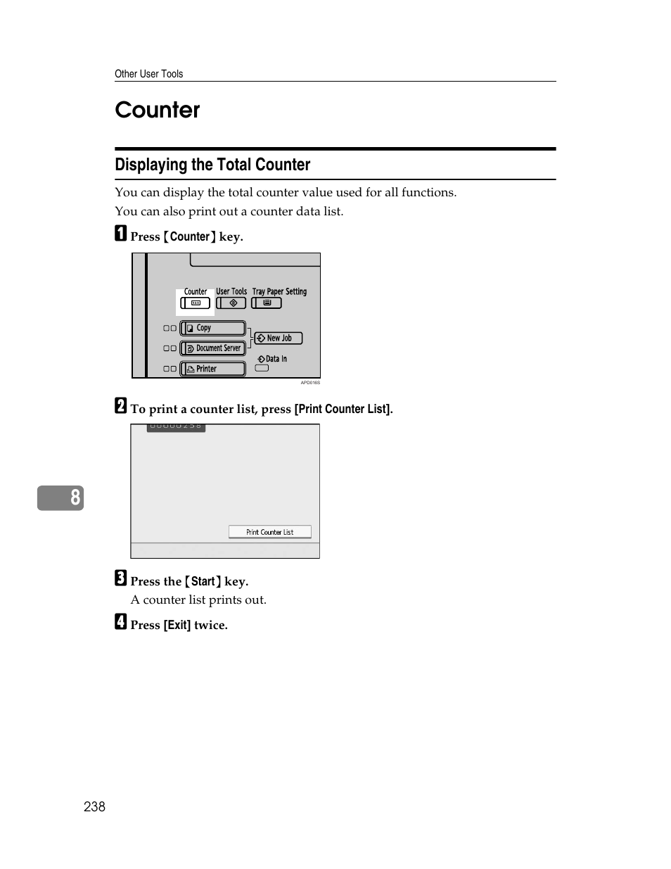 Counter, Displaying the total counter, 8counter | Microsoft PRO 906EX User Manual | Page 246 / 298