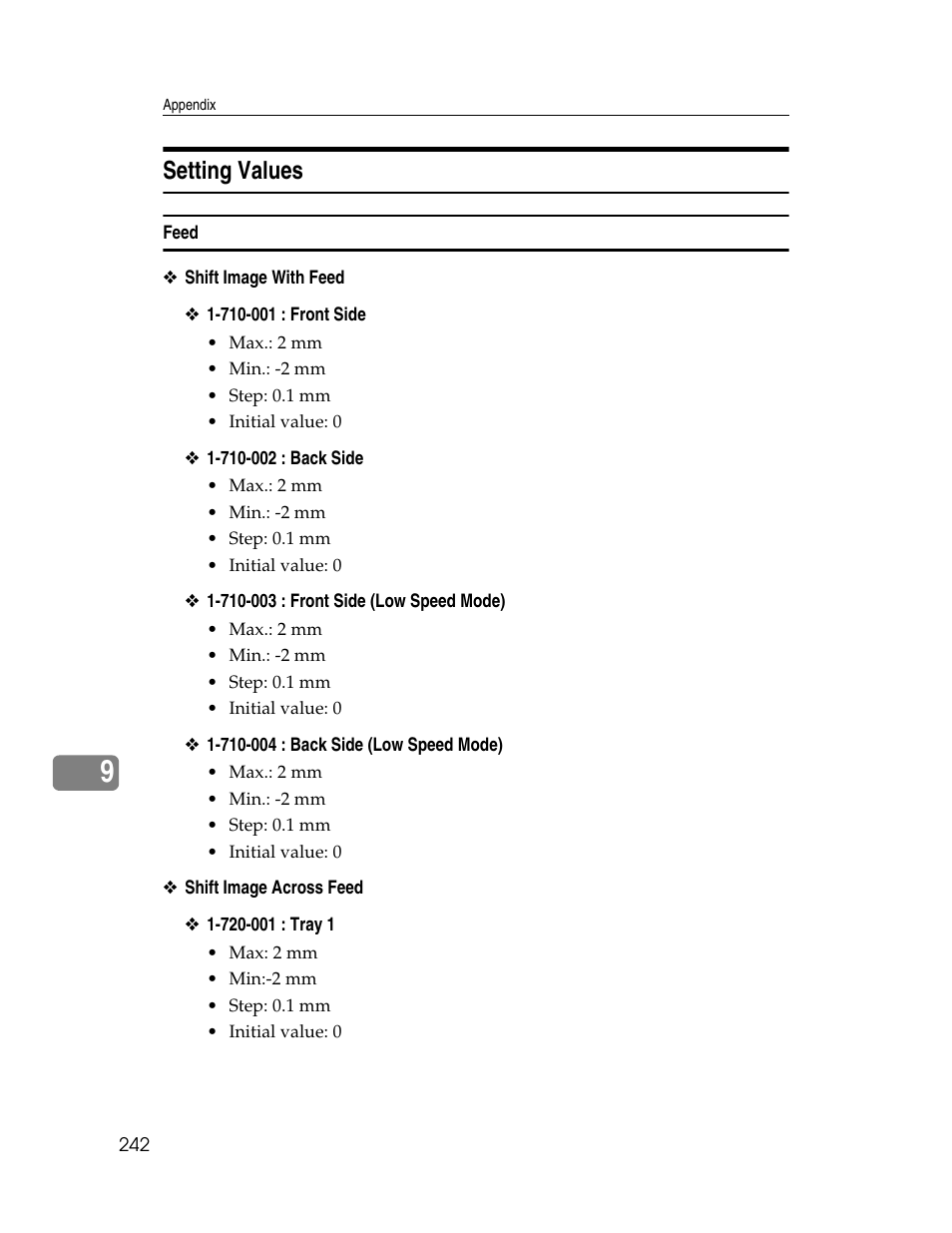 Setting values, Feed | Microsoft PRO 906EX User Manual | Page 250 / 298