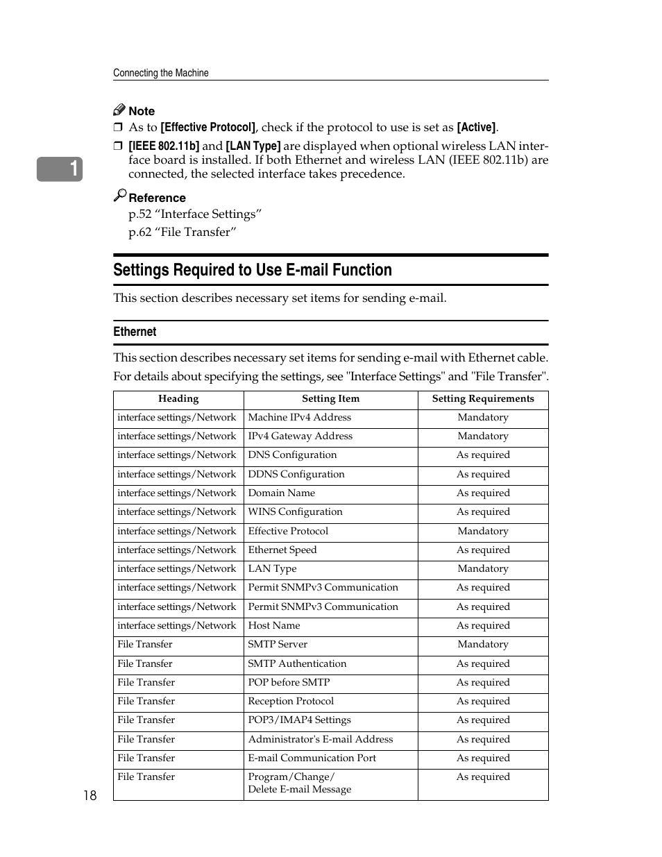 Settings required to use e-mail function, Ethernet | Microsoft PRO 906EX User Manual | Page 26 / 298