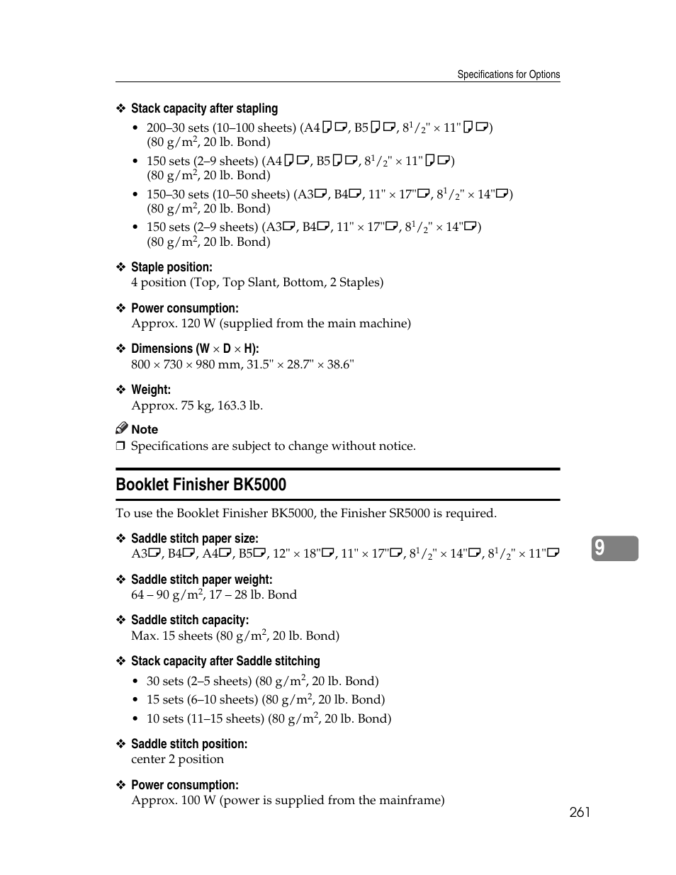 Booklet finisher bk5000 | Microsoft PRO 906EX User Manual | Page 269 / 298