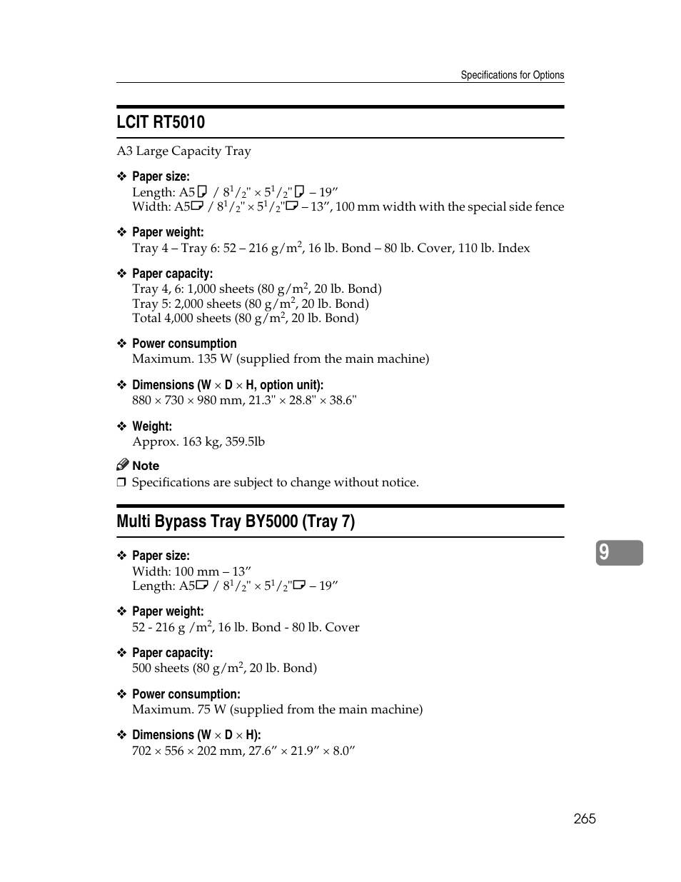 Lcit rt5010, Multi bypass tray by5000 (tray 7), Lcit rt5010 multi bypass tray by5000 (tray 7) | Microsoft PRO 906EX User Manual | Page 273 / 298